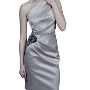 Eliza J Silver Asymmetrical One Shoulder Cocktail Dress